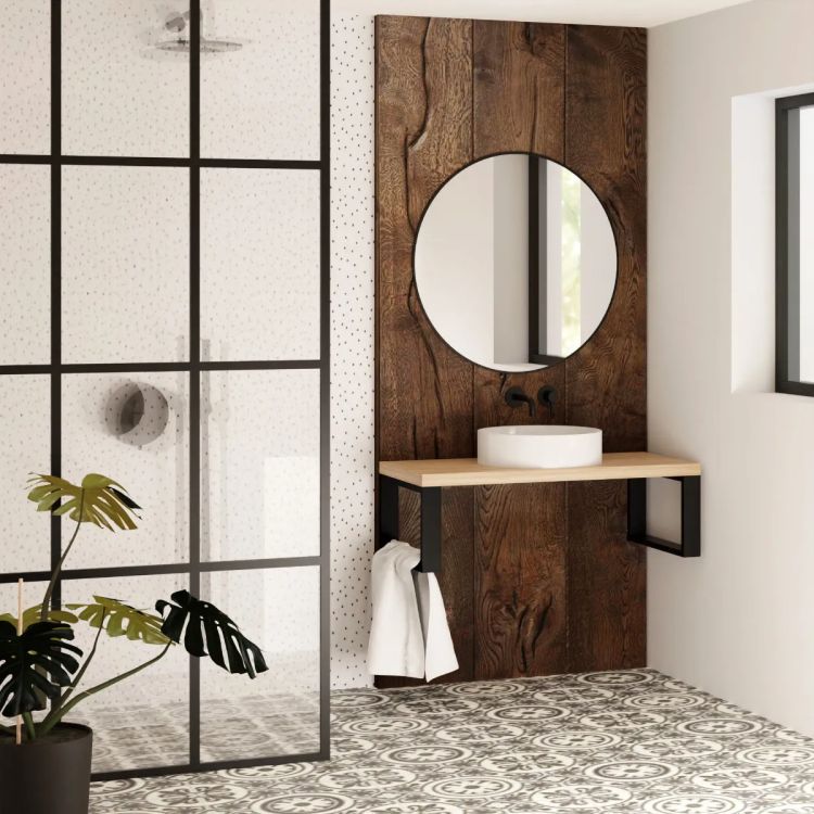 Baltica Design vægskab til bordmonteret vask EVE 95x43 cm sort/eg 1 stk