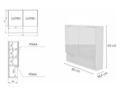 Spejlskab 80 x 65 cm Hvid Mat 4 Hylder | 5904006837552