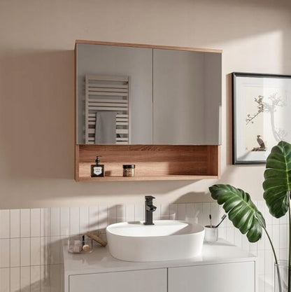 Spejlskab 80 x 65 cm Egetræ Sonoma 4 Hylder | 5904006837583