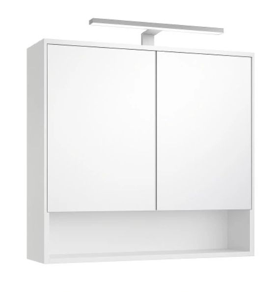 Spejlskab med LED-belysning 80 x 65 cm Hvid Mat
