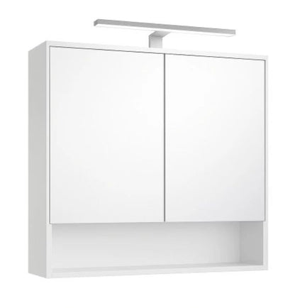 Spejlskab med LED-belysning 80 x 65 cm Hvid Mat