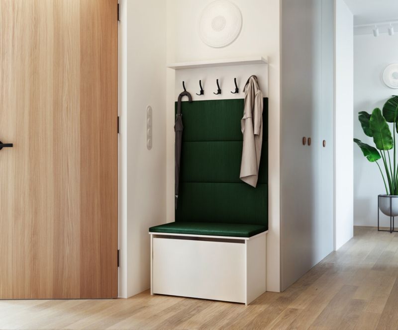 Skoskab med siddeplads og bøjle Kobi ANDY flaskegrøn panel 1 stk.