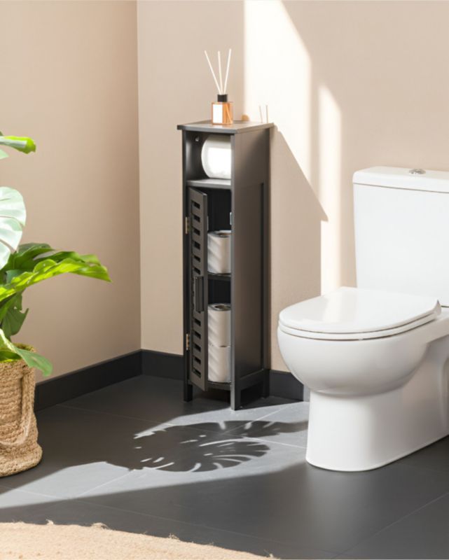 Toiletpapirskab OLATHE 18x17x72 cm Sort | 4069605056689