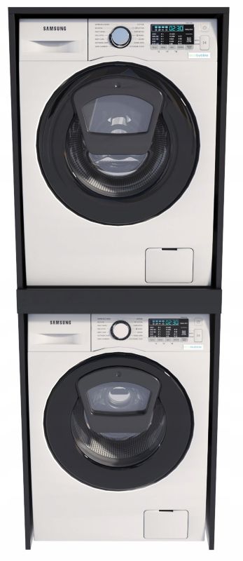 Skab over vaskemaskine og tørretumbler 66x69,6x183,6 cm Sort