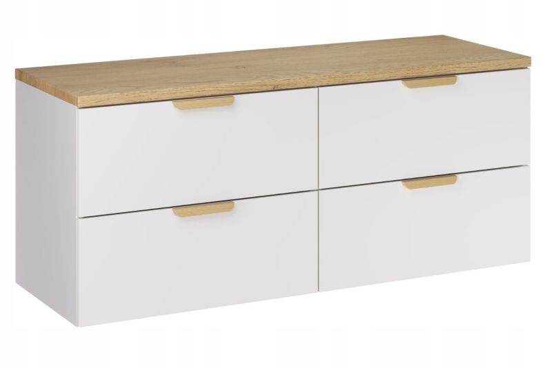 Underskab 120 cm med Bordplade Hvid Mat Eg Cremona 2 Skuffer