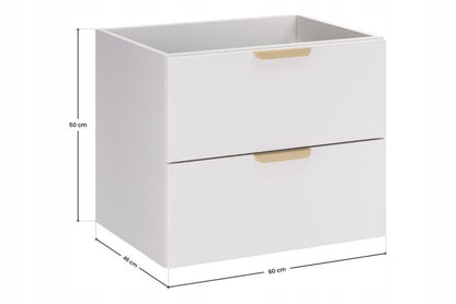 Skab under håndvask 60 cm Mat Hvid 2 Skuffer Blødt Luk 5907611679593