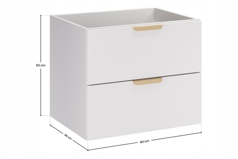 Skab under håndvask 60 cm Mat Hvid 2 Skuffer Blødt Luk 5907611679593