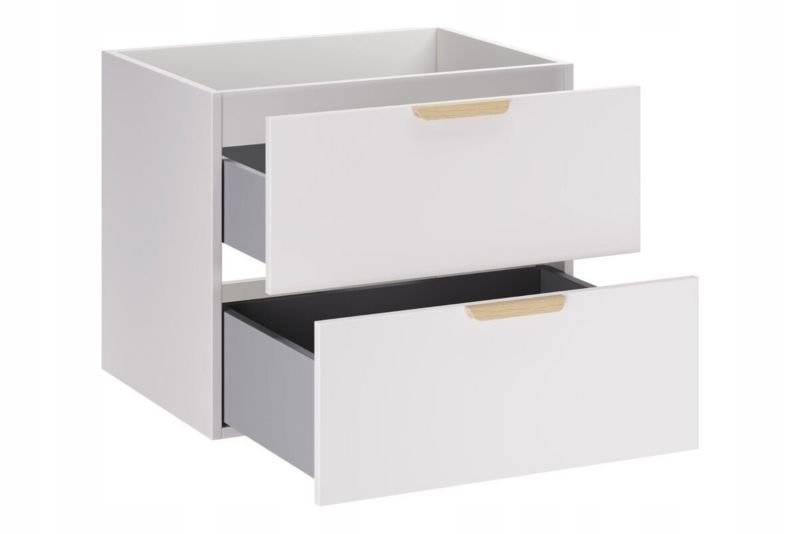 Skab under håndvask 60 cm Mat Hvid 2 Skuffer Blødt Luk 5907611679593