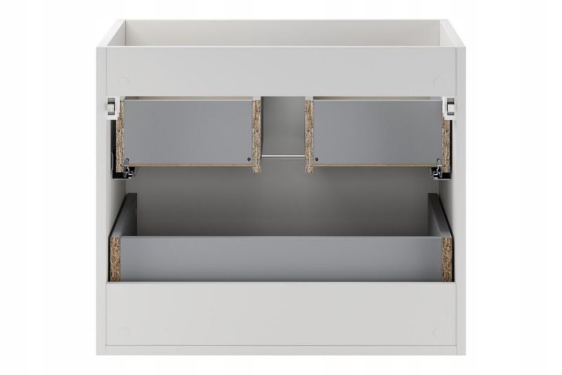 Skab under håndvask 60 cm Mat Hvid 2 Skuffer Blødt Luk 5907611679593
