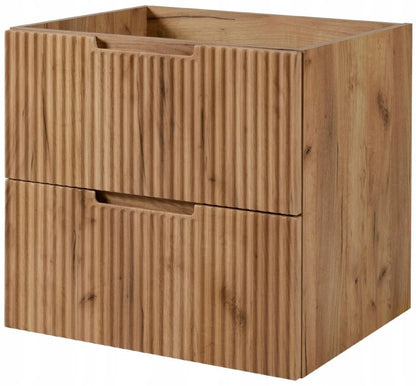 Hængende Undervaskeskab 60 cm Egetræ Craft Guld Riflet MDF 2 Skuffer