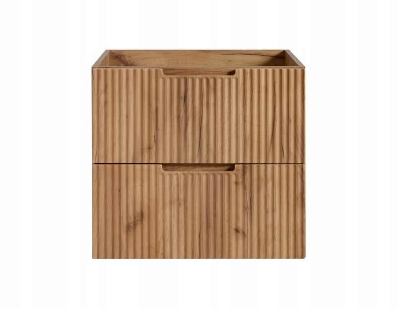 Hængende Undervaskeskab 60 cm Egetræ Craft Guld Riflet MDF 2 Skuffer