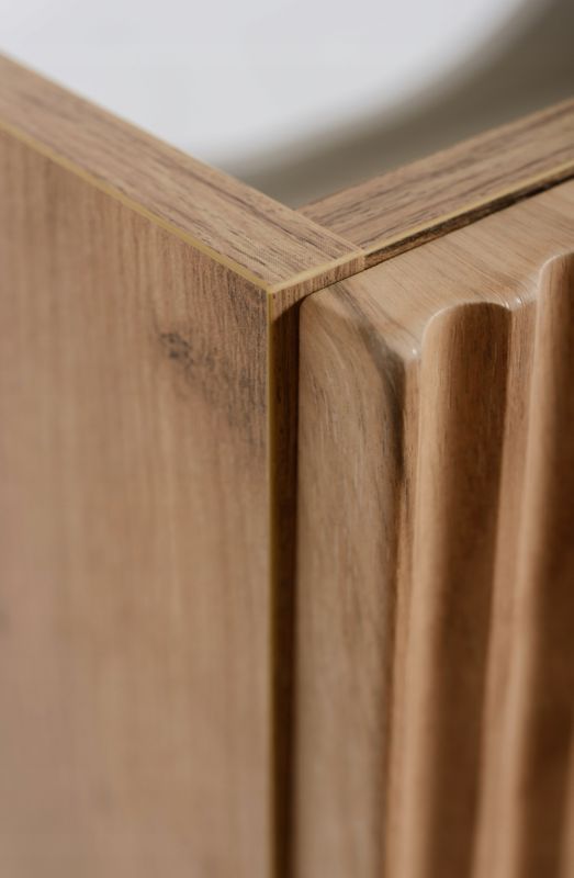 Hængende Undervaskeskab 60 cm Egetræ Craft Guld Riflet MDF 2 Skuffer