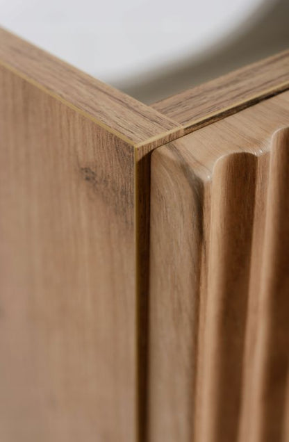 Hængende Undervaskeskab 60 cm Egetræ Craft Guld Riflet MDF 2 Skuffer