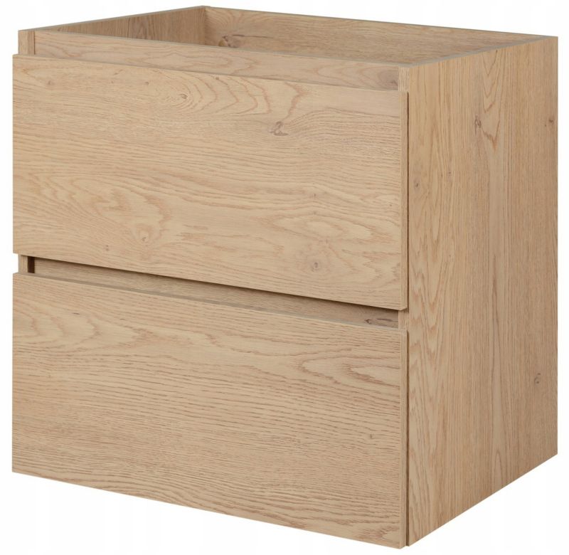 Hængeskab til Håndvask 60 cm Lys Eg 2 Skuffer Soft Close