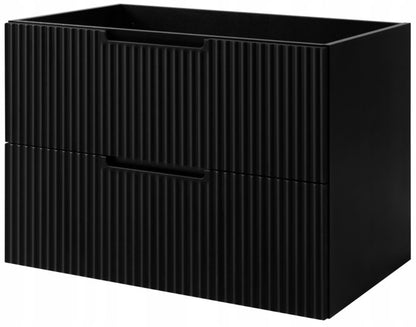 Væghængt Underskab 80 cm Sort Riflet MDF 2 Skuffer Soft Close