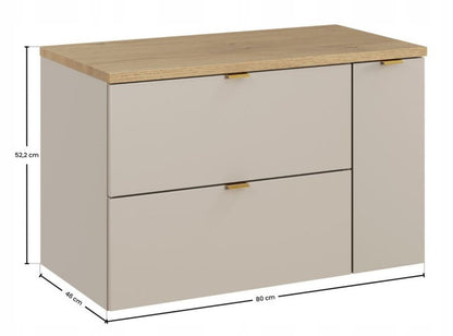 Badeværelsesskab 80 cm Kasmir med Egetræsplade Cremona 1 stk.