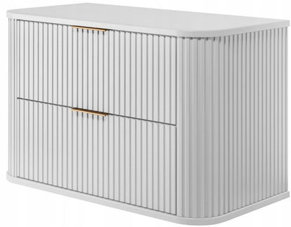 Hængende Underskab 80 cm Hvid Riflet MDF 2 Skuffer Soft Close
