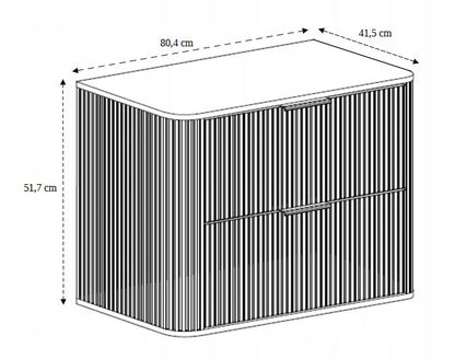 Hængende Underskab 80 cm Hvid Riflet MDF 2 Skuffer Soft Close