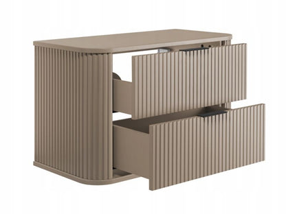 Badeværelsessæt Hængende 80 cm + 2 x 139 cm Beige Riflet MDF