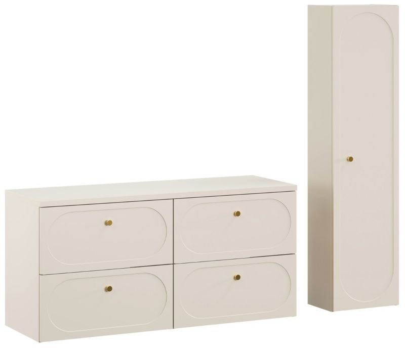 Badeværelsessæt Hængeskab og Højskab 120 cm + 35 cm Sandbeige