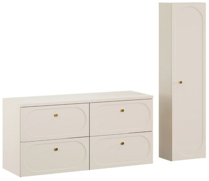 Badeværelsessæt Hængeskab og Højskab 120 cm + 35 cm Sandbeige