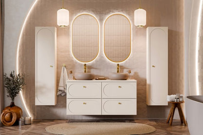 Badeværelsessæt Hængeskab og Højskab 120 cm + 35 cm Sandbeige