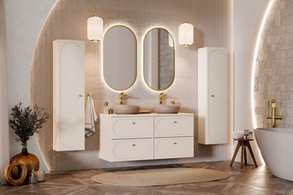 Badeværelsessæt Hængeskab og Højskab 120 cm + 35 cm Sandbeige