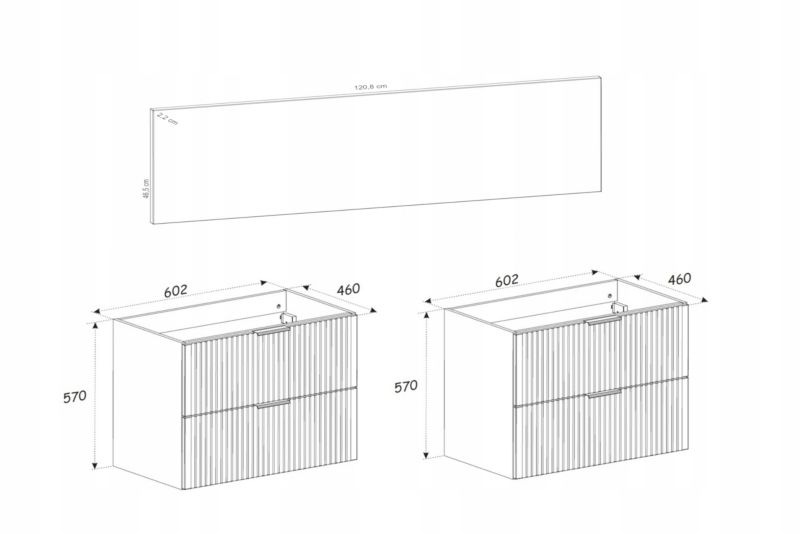 Badeværelsesmøbelsæt Adel 120 cm med underskab og højskab Kasjmir | 5906667161120