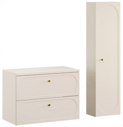 Badeværelsessæt Donna Sand Beige 60,2 cm + 35 cm med Blød Lukning