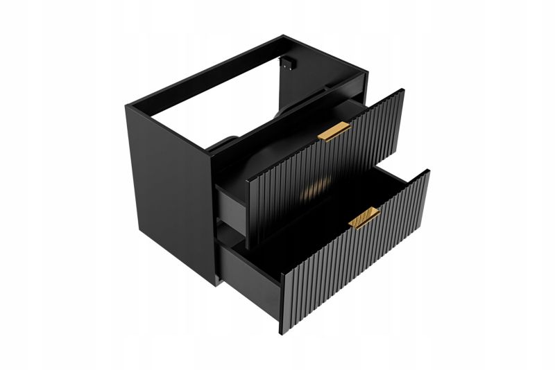 Badeværelsessæt Hængende 80 cm + 140 cm Sort Mat Riflet Front