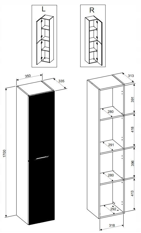 Badeværelsesmøbelsæt Nordic Cremona 80 cm og 170 cm Eg