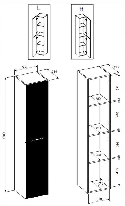 Badeværelsesmøbelsæt Nordic Cremona 80 cm og 170 cm Eg