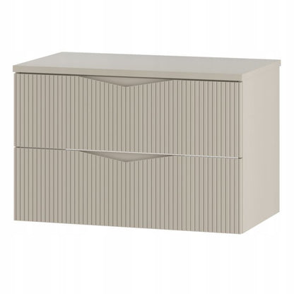 Hængende underskab med bordplade 80 cm Sandbeige Riflet CLEO