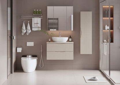 Hængende underskab med bordplade 80 cm Sandbeige Riflet CLEO