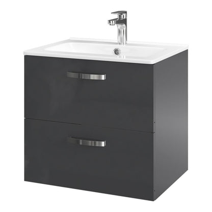 Væghængt underskab 60x45x55 cm Grå med 2 skuffer | 5063022058720