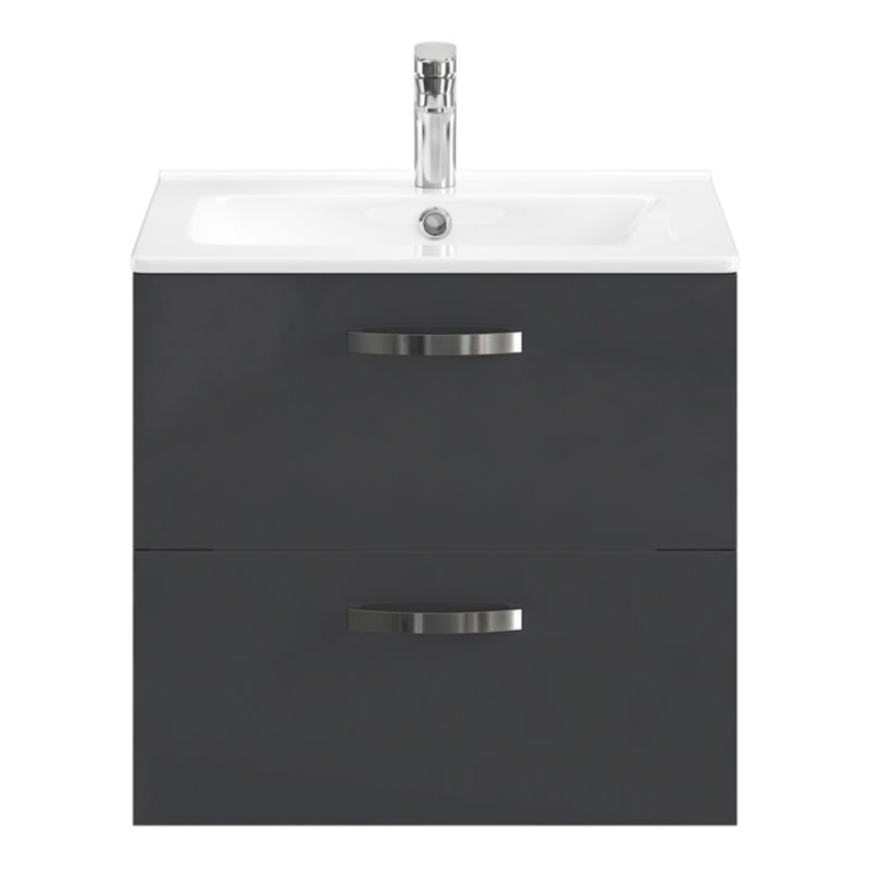 Væghængt underskab 60x45x55 cm Grå med 2 skuffer | 5063022058720