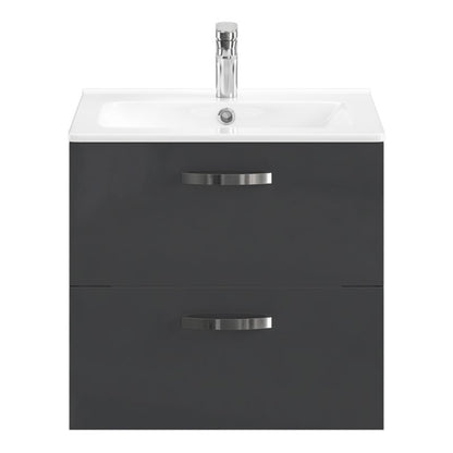 Væghængt underskab 60x45x55 cm Grå med 2 skuffer | 5063022058720
