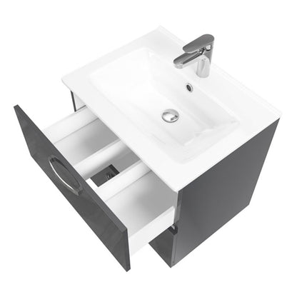 Væghængt underskab 60x45x55 cm Grå med 2 skuffer | 5063022058720
