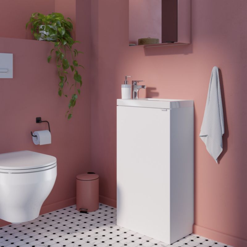 GoodHome Imandra 44 cm fritstående vaskeskab i mat hvid