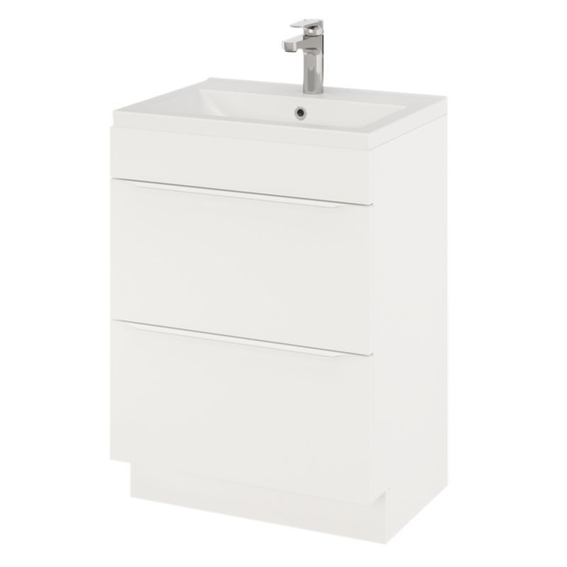 GoodHome Imandra 60 cm fritstående vaskeskab i mat hvid
