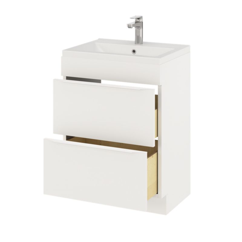 GoodHome Imandra 60 cm fritstående vaskeskab i mat hvid