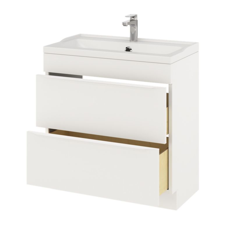 GoodHome Imandra 80 cm fritstående vaskeskab i mat hvid