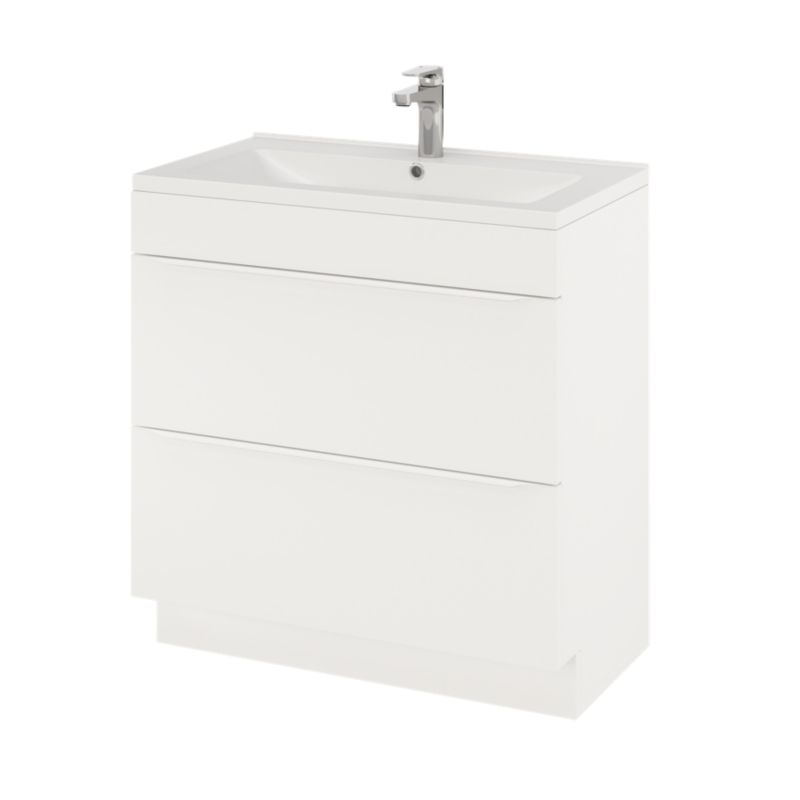 Vaskeskab 80 cm Stående Hvid Mat