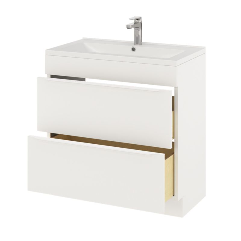GoodHome Imandra 80 cm fritstående vaskeskab i mat hvid