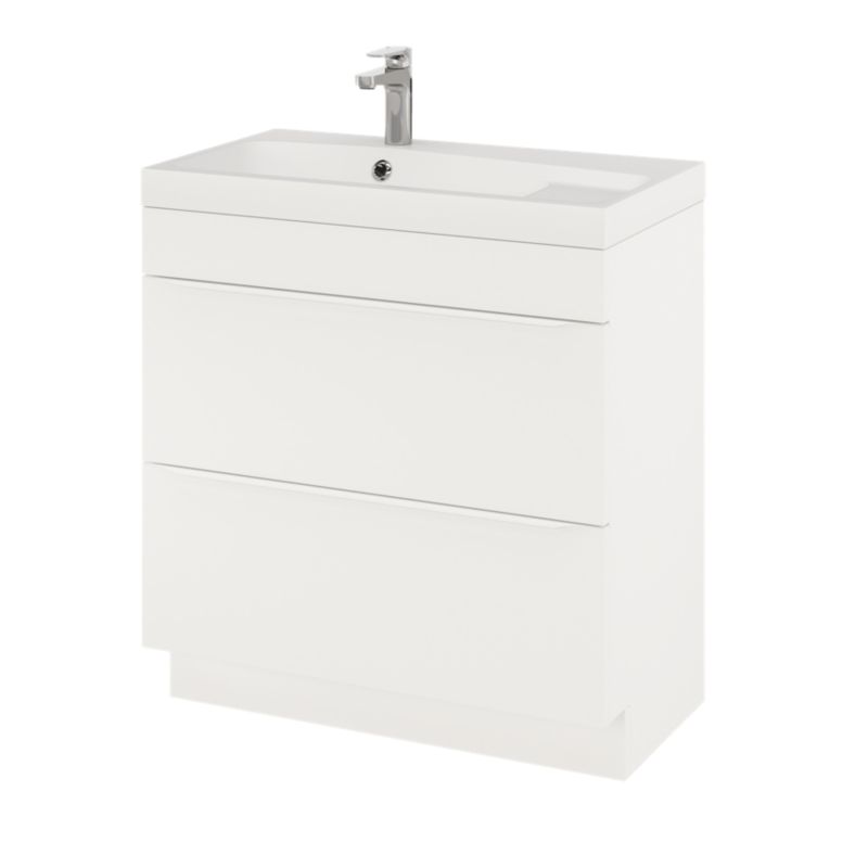 GoodHome Imandra 80 cm fritstående vaskeskab i mat hvid