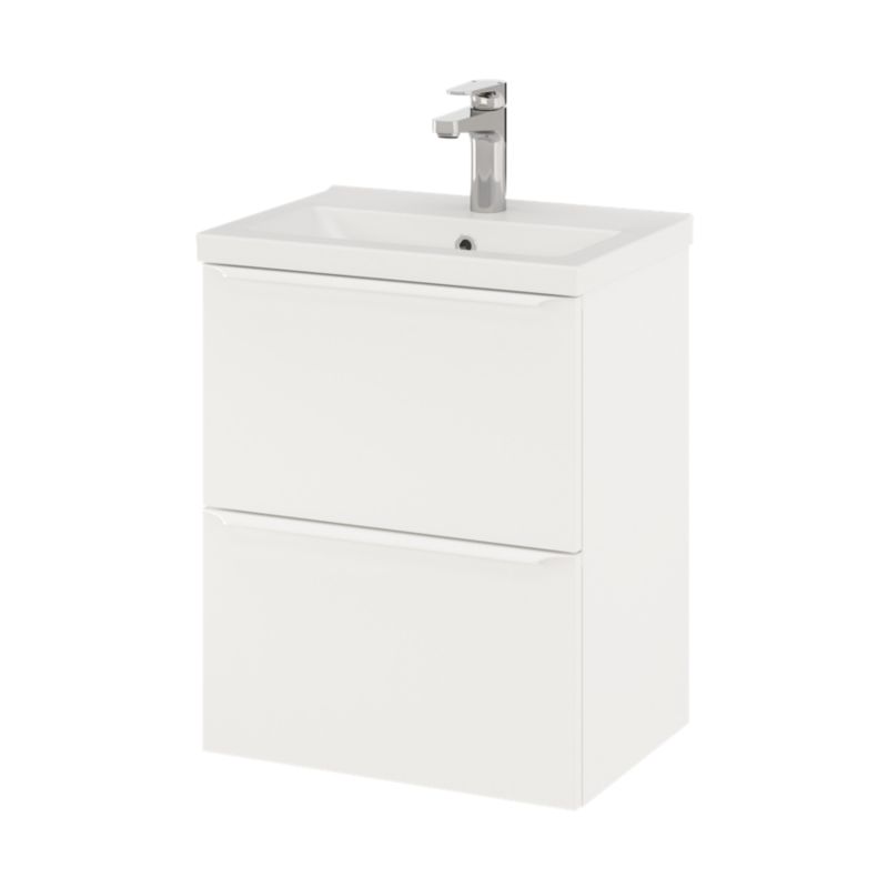 GoodHome Imandra Slim 50 cm væghængt skabsmodul til vask i mat hvid