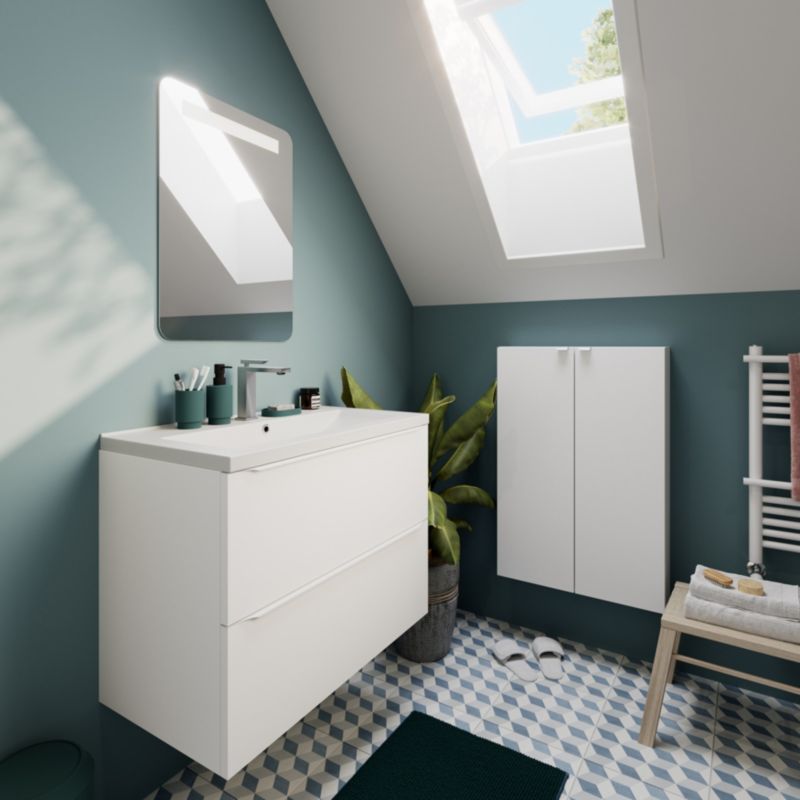 GoodHome Imandra Slim 60 cm væghængt skab til vask i mat hvid