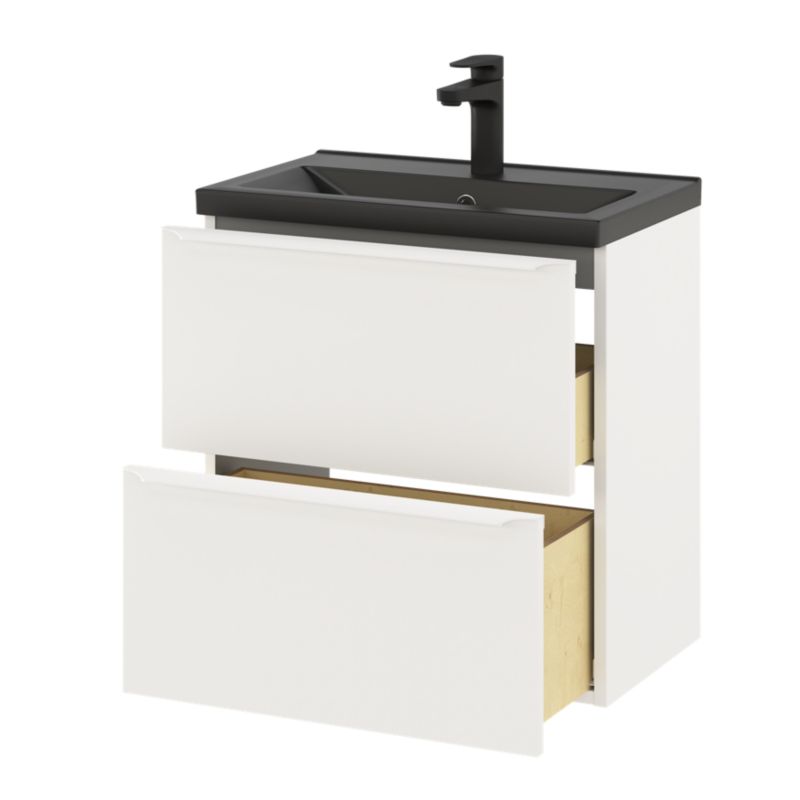 GoodHome Imandra Slim 60 cm væghængt skab til vask i mat hvid