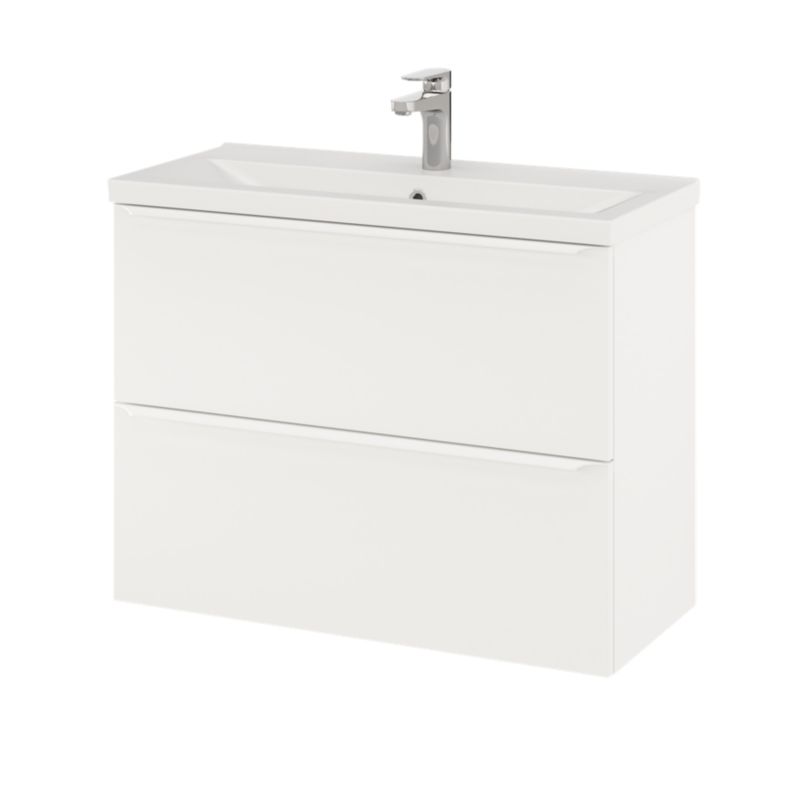 GoodHome Imandra Slim 80 cm væghængt underskab til vask i mat hvid
