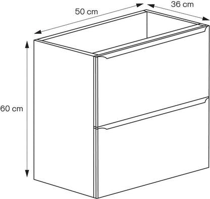 Hængeskab 50 cm Mat Sort 2 Skuffer